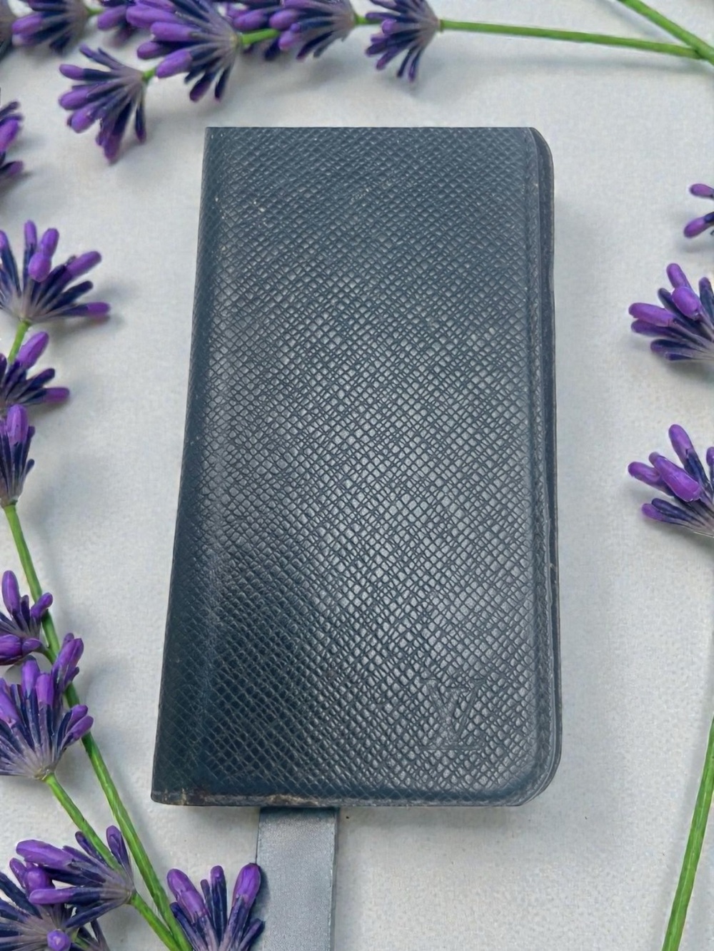 Louis Vuitton Navy Textured Leather Folio Phone Case